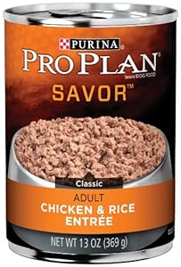 Purina Pro Plan Wet Dog Food, Savor, Adult Chicken & Rice Entrée Classic, 13-Ounce Can, Pack of 12 Purina Pro Plan Wet Dog Food, Savor, Adult Chicken & Rice Entrée Classic, 13-Ounce Can, Pack of 12