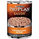 Purina Pro Plan Wet Dog Food, Savor, Adult Chicken &amp; Rice Entr&eacute;e Classic, 13-Ounce Can, Pack of 12