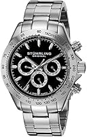 Stuhrling Original Octane Raceway Men's Quartz Watch with Black Dial Analogue Display and Silver Stainless Steel Bracelet 564.02