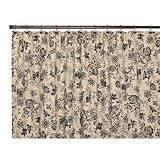 Ellis Curtain Palmer Floral Toile Bathroom Shower Curtain, Black
