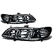 Auto Dynasty Headlights Assembly Compatible with 1998-2002 Honda Accord CG, Driver and Passenger Side Halogen Headlamps Replacement, Smoked Lens Clear Corner