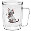 Kitty (Gray) 18 oz Insulated Coffee Mug, Clear