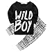 Canis Toddlers Baby Boys Clothes Set Long Sleeve Wild Boy T-Shirt Tops Pants Outfit Winter Spring (70(0-6M),Black+White)