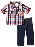 Little Rebels Baby-boys Infant Varsity Plaid Shirt with Matching Pant Set