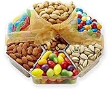 Hula Delights Deluxe Holiday Candy and Roasted Nuts Gift Basket ★ Octagon Shaped Gift Tray ★ Delicious Roasted Almonds, Pistachios, Cashews, Mixed Nuts, Chocolate Lentils, Swiss Petite Fruit Candy, Super Sour Worms ★ Gift Baskets for Men and Women of All Ages ★ Fantastic for Any Occasion ★ 100% Satisfaction Guaranteed