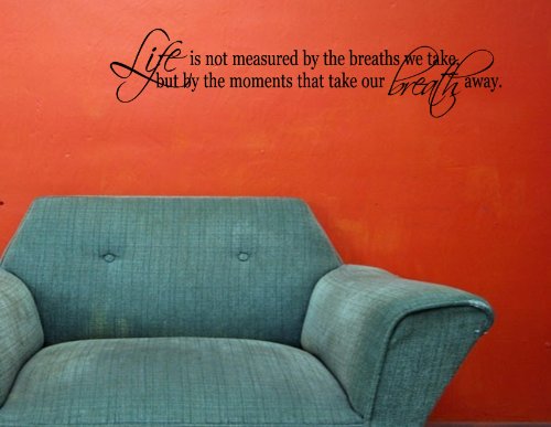 LIFE IS NOT MEASURED BY THE BREATHS WE TAKE, BUT BY THE MOMENTS THAT TAKE OUR BREATH AWAYVinyl wall lettering stickers quotes and sayings home art decor decal