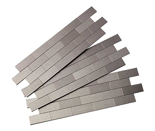 Aspect Peel and Stick Backsplash 12inx4in Subway Stainless Matted Metal Tile Sample for Kitchen and Bathrooms