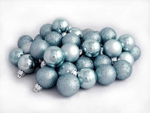 60ct Baby Blue Shatterproof 4-Finish Christmas Ball Ornaments 2.5 (60mm)