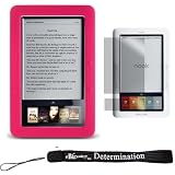Slim High Quality Durable Silicone Skin Case Customer Made For Barnes & Noble Nook eBook Reader (Pink, Magenta, Hot Pink) + Includes a 4-Inch eBigvalue Determination Hand Strap + Full set of Screen Guard Protector for your Nook