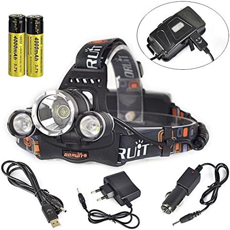 Evaric 8000LM 3X XM L2 LED Rechargeable Headlamp Headlight USB Lamp 18650 Charger