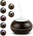 Aroma Diffuser mit 300 ml – Luftbefeuchter und Ultraschallvernebeler - Raumduft verbesserung f&uuml;r Wohnung, B&uuml;ro, Yoga etc. Die Duftlampe f&uuml;r Aromatherapie und Luftbefeuchtung – My1St Dunkles Holzdekor