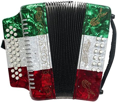 Rizatti Bronco RB31GM Diatonic Accordion-Mexican Flag-Key G/C/F w/ Padded Bag