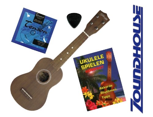 Produkt-Bild: Ukulelen-Set f&uuml;r Einsteiger / Sopran-Ukulele / Saiten / Lehrbuch / Plektrum