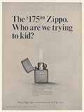 1967 Zippo Solid 14k Gold Lighter Who are We Trying to Kid Print Ad (51915)