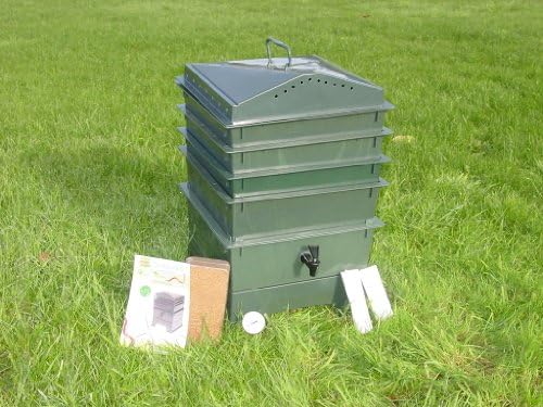4-Tray Worm Compost Bin with Free Thermometer-Dark Green