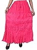 Womans Skirts Tiered Solid Bohemian Full / Maxi / Long Cotton Skirt (Fuchsia)