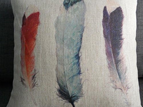 Extra Elegant Cotton Linen Square Throw Pillow Case Decorative Cushion Cover Pillowcase for Sofa Feathers 18 "X18 " (1, #34)