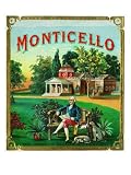 Monticello Brand Cigar Box Label Stretched Canvas Poster Print, 18x24