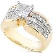 One of a Kind 2-1/2ctw EGL Cert Princess & Baguette Diamond Ring (G-H/VS) in 14kt Gold