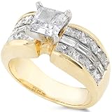 One of a Kind 2-1/2ctw EGL Cert Princess & Baguette Diamond Ring (G-H/VS) in 14kt Gold