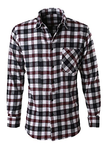 XQS Men's Buffalo Long Sleeve Plaid Flannel Shirt