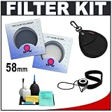 B+W Digital 58mm TWO Glass Lens Filters (UV Haze & Circular PL Polarizer) + Accessory Kit for Canon, Nikon, Sony, Olympus & Pentax Lenses