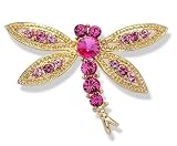 Image of Gold Plated Crystal Dragonfly Brooch