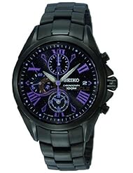 Seiko Chronograph Black Dial Black Ion-plated Ladies Watch SNDZ09