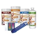 Steinbach 00-70270 Starterset Chlor, Aquacorrect, 1 kg Chlortabs 200 g, 1 kg Chlorgranulat, 1.5 kg pH-Minus, 1 l Algezid, 1 Testkit pH/Cl, 1 Thermometer, Anleitung