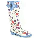 Ladies Lilac and White Flower Print Funky Wellies