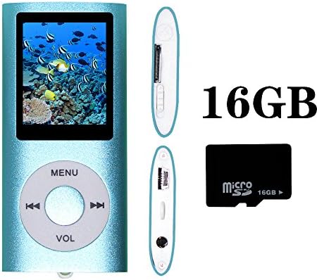 Tom America INC Portable MP4 Player MP3 Player Video Player with Photo Viewer , E-Book Reader , Voice Recorder + 16 GB Micro SD Card (Blue)