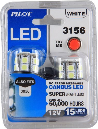 Pilot Automotive (IL-3156W-15-AM) White 15-SMD LED Stop/Tail Light Bulb - 2 Piece