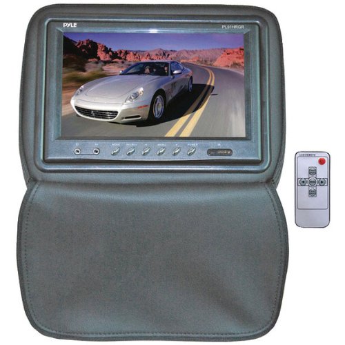Pyle PL91HRGR Adjustable Headrest w/ Built-In 9'' TFT/LCD Monitor W/IR Transmitter & Cover (Gray) On Sale
