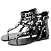 Odema Women Summer Bohemian Skull Rhinestone Flat Beach Thong Sandals