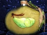 ART GLASS DECORATIVE HAND PAINTED BOTTLE / SMALL CANDLE DECOR ACCENT HOLDER