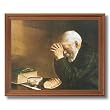 Daily Bread Man Praying At Dinner Table Grace Religious Picture Oak Framed Art Print