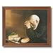 Daily Bread Man Praying At Dinner Table Grace Religious Picture Oak Framed Art Print