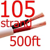 Premium 105 Strand Count 14/2 Awg 500 Ft 2/C CL3 - CL3R - CMR In Wall Speaker Wire/Cable UL Listed - WHITE - Rated for Indoor Home Audio - Security - And Riser Applications for Commercial Projects (Real Oxygen Free Bare Copper) NOT CCA!