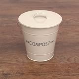 Champagne Cream Retro Enamel Compost Bucket with Lid  from International Cookware Designs