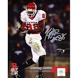 NCAA Kenny Britt Rutgers White Jersey Catch Vs UConn Vertical Autographed 8-by-10-Inch Photograph