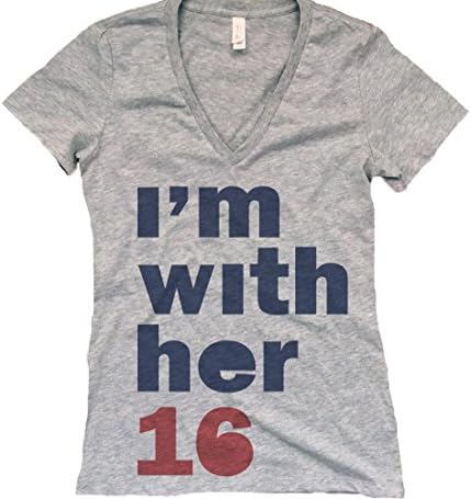 I'm With Her Shirt - Hillary 2016 Womens V-Neck Shirt (Small)