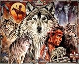 Indian & Wolf (Shadow Of The Wolves) Art Print Poster - 13x19
