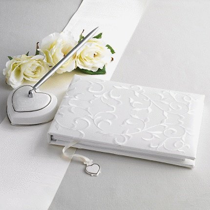 Lenox Opal Innocence Guest Book, Pen and Holder, and Bookmark