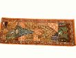 Table Runner Orange Beaded Wall Sari Tapestry Hanging India 70"24"