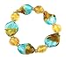 Bracelet - B64 - Murano Style Glass - Twists - Stretch ~ Aqua, Gold and Brown