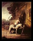 Rembrandt Harmensz. van Rijn (The Good Samaritan) Black Wood-Mounted Art Poster Print - 13 X 19