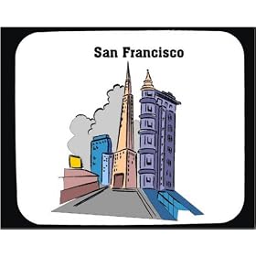 Mouse Pad with "San Francisco", buildings, town, city, cityscape, "office buildings", syscrapers, skyline