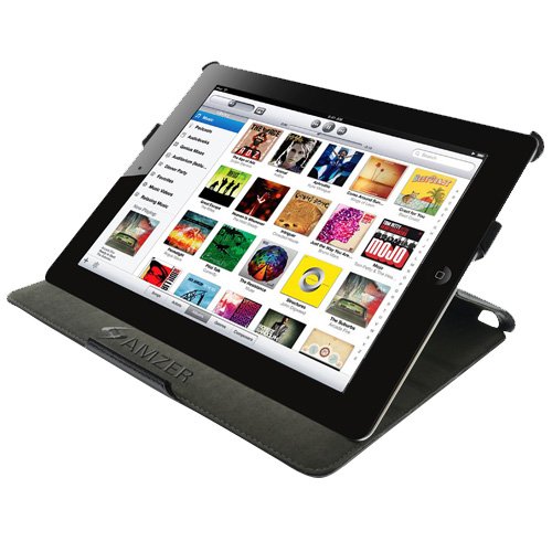 Amzer Leather Portfolio Case for Apple iPad 2 - Black (AMZ90814)