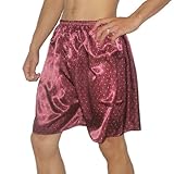 SILK COUTURE: Mens Sleepwear - Silk Boxer Shorts / Pajama Lounge Shorts - Purplish Red (Size: M-L)