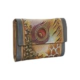 Anuschka Ladies Three Fold Wallet: Premium Peacock Safari